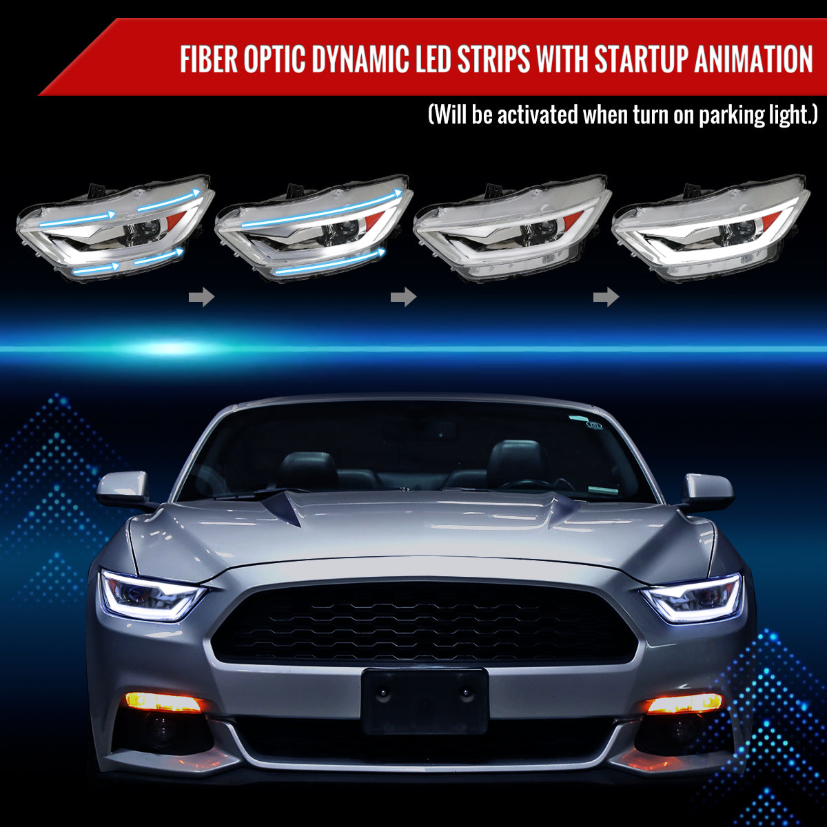 Spec-D 2017 Mustang Shelby HID Pro chrome sequential headlights