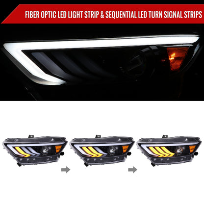 2016 Ford Mustang HID-Type Spec-D black aftermarket headlights