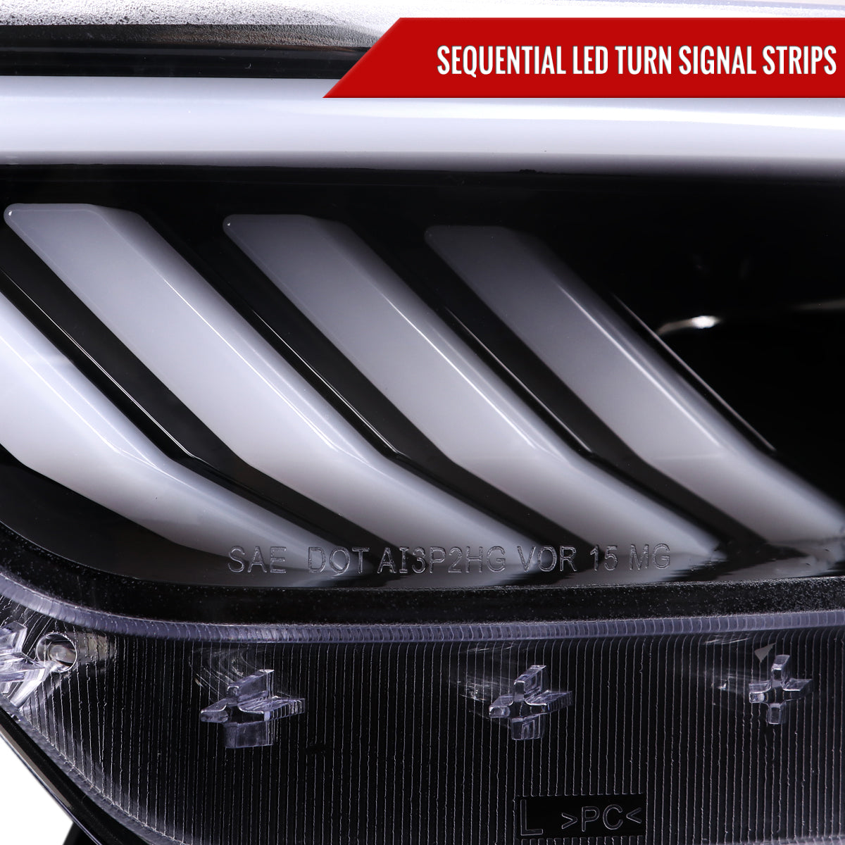 Spec-D 2016 Ford Mustang HID-Type black custom headlights