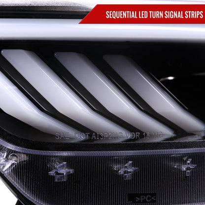 Spec-D 2016 Ford Mustang HID-Type black custom headlights