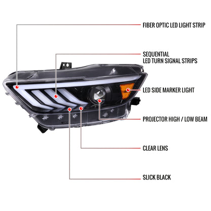 Spec-D Ford Mustang HID-Type 17 black headlights
