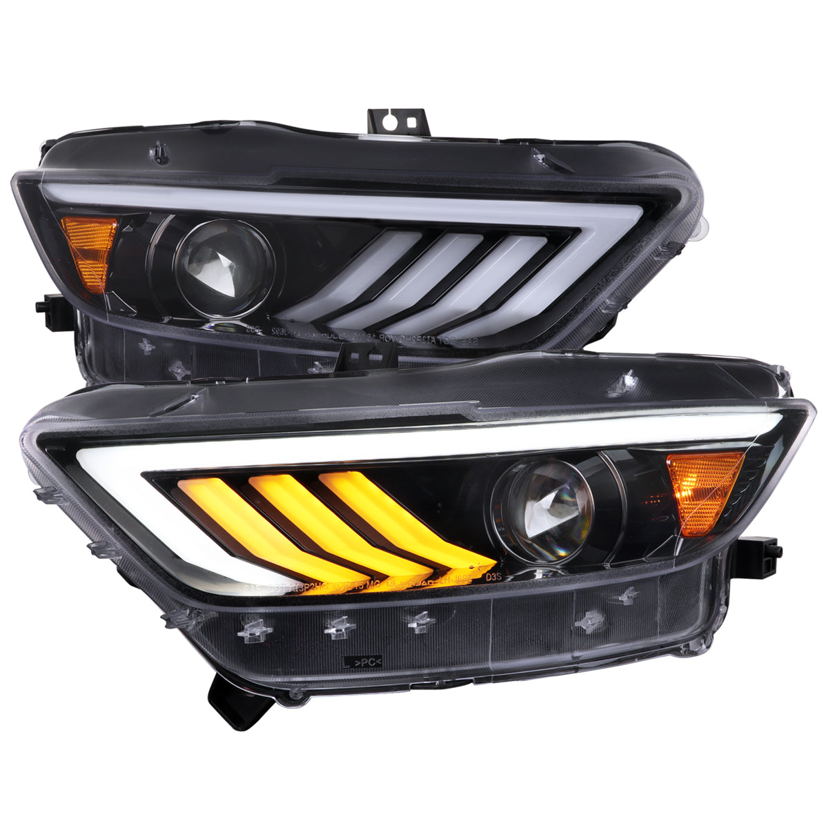 Spec-D 15-17 Ford Mustang Sequential Headlights HID-Type Jet Black ...