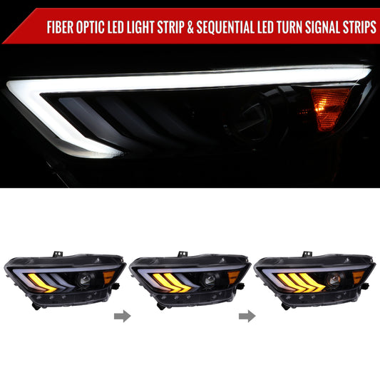 2016 Ford Mustang HID-Type Pro Spec-D black aftermarket headlights
