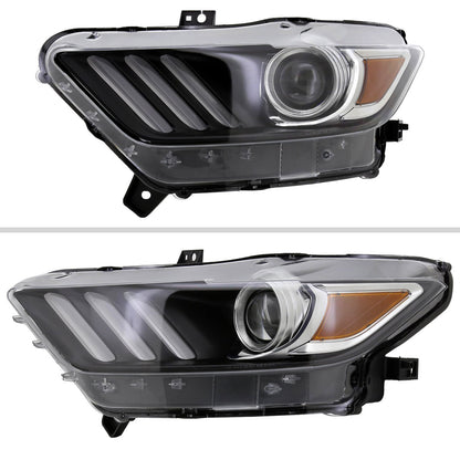 Spec-D 2017 Mustang Shelby Strip Xenon black headlights