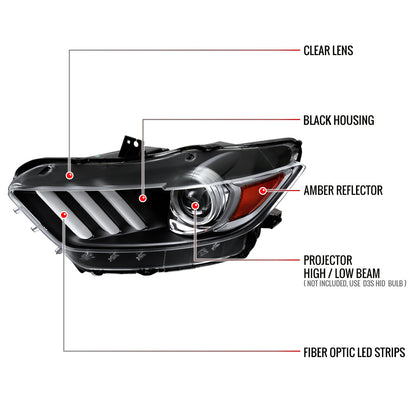 Spec-D Mustang Shelby Strip Xenon 17 black headlights