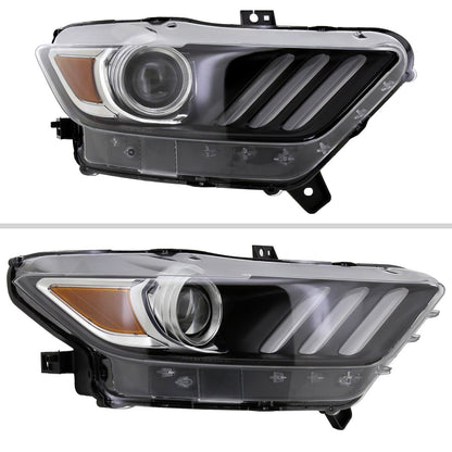 Spec-D 2017 Mustang Shelby LED Strip Xenon black headlights