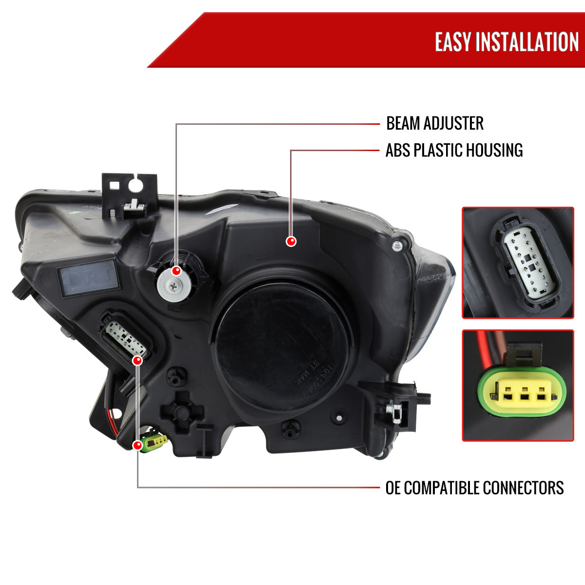 16 Mustang Shelby LED Strip Xenon Spec-D black headlights