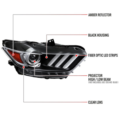Spec-D Mustang Shelby LED Strip Xenon 17 black headlights