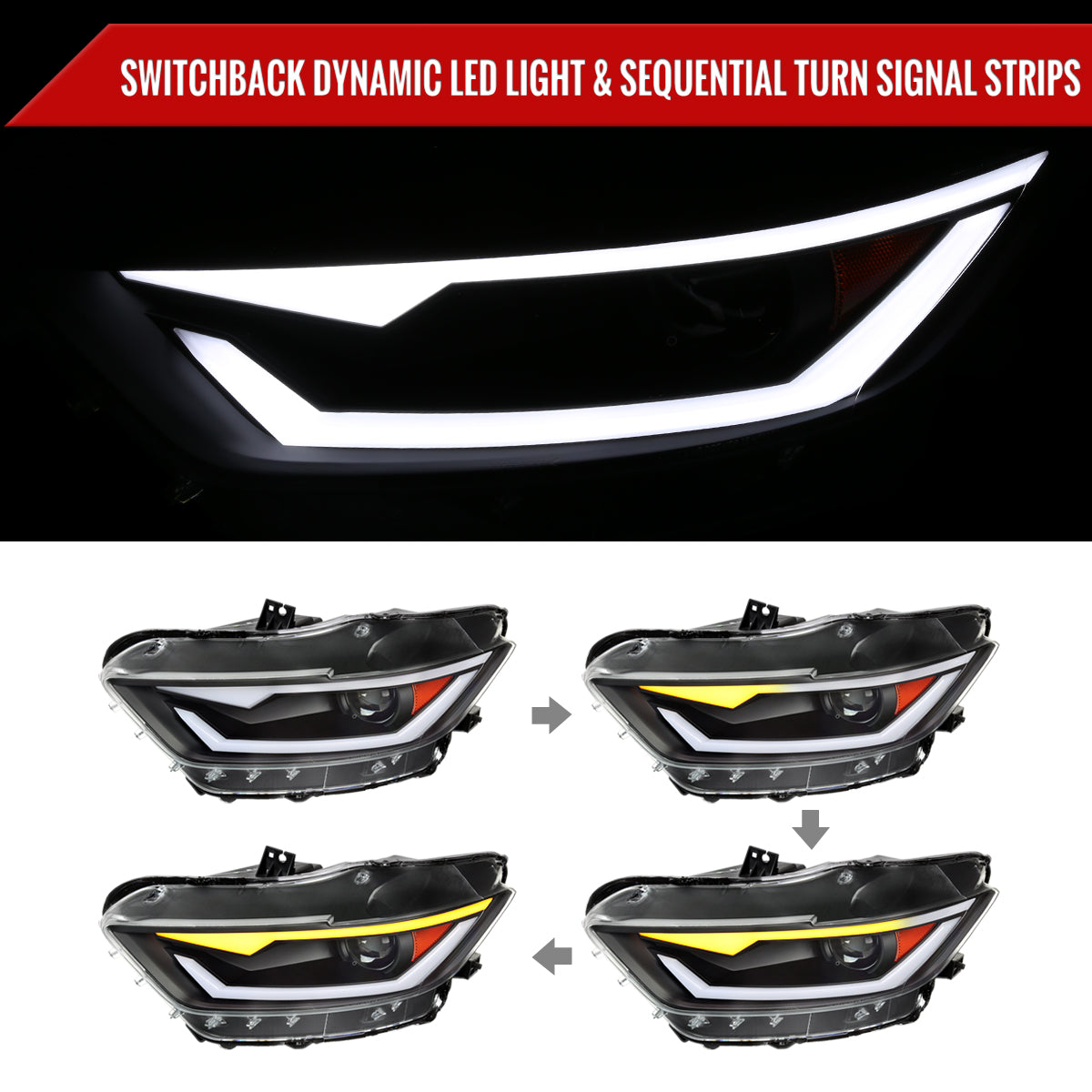 2016 Mustang Shelby HID Xenon Spec-D black aftermarket headlights