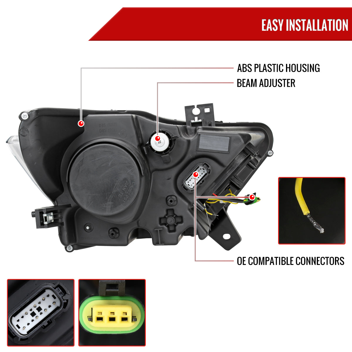 16 Mustang Shelby HID Xenon Spec-D black sequential headlights