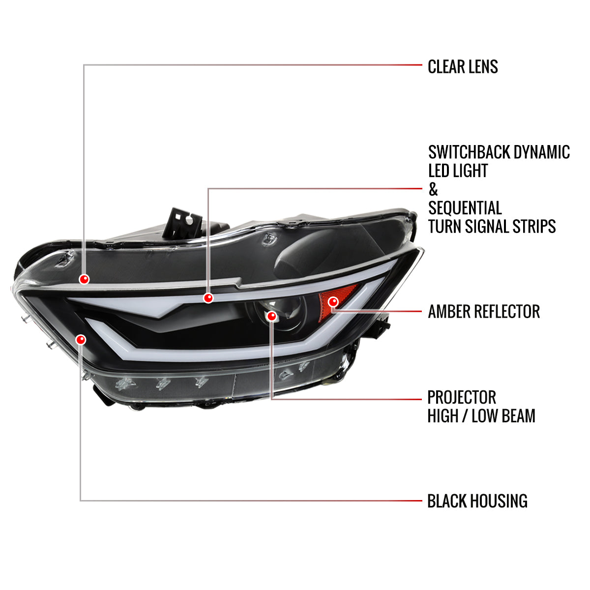 Spec-D Mustang Shelby HID Xenon 17 black headlights