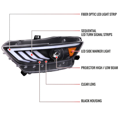 Spec-D Ford Mustang HID-Type 17 black Projector Headlights