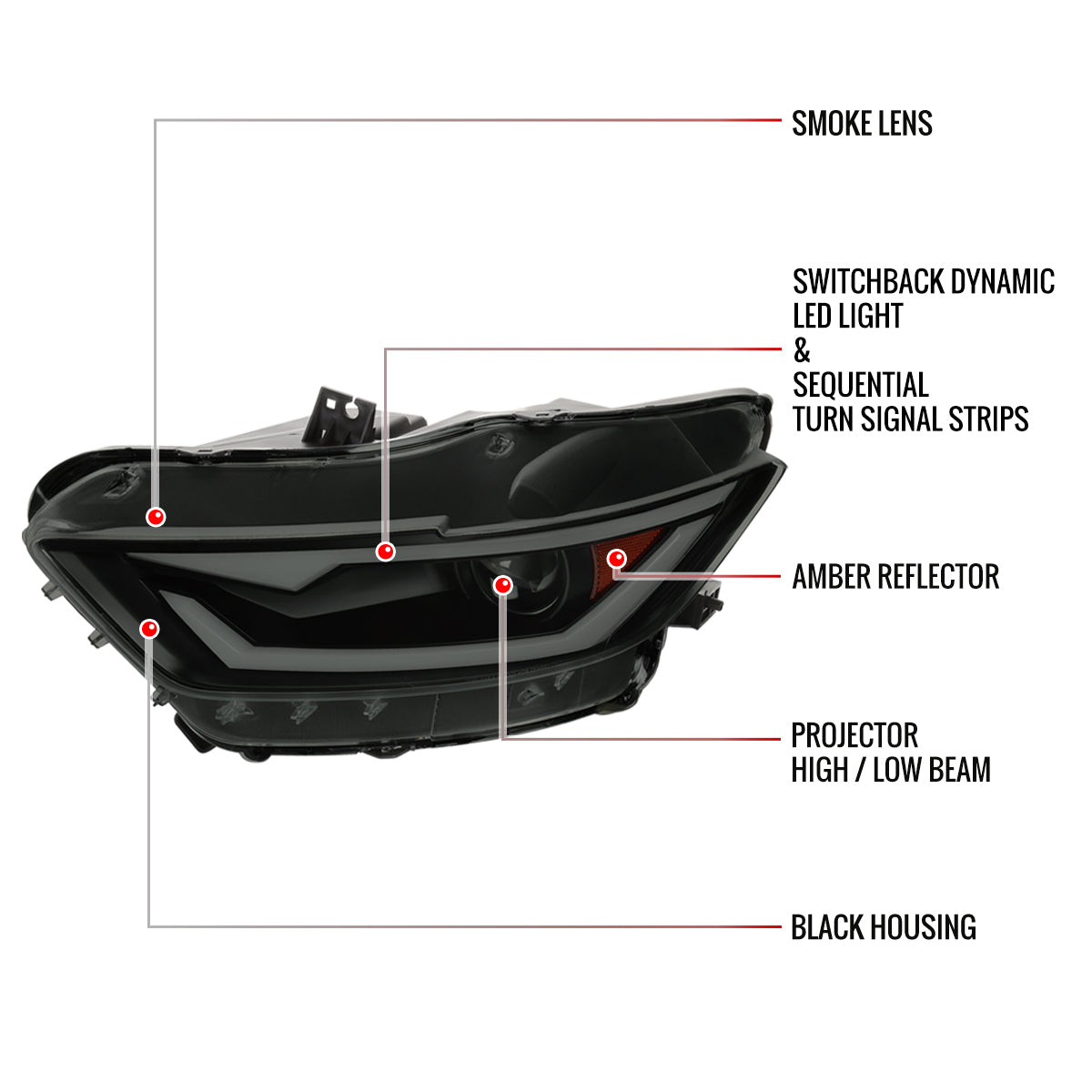 Spec-D Mustang Shelby HID Pro 17 smoked headlights