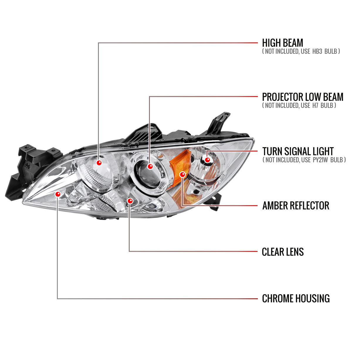 Spec-D Mazda 4DR MZ3044-GO 06 chrome headlights