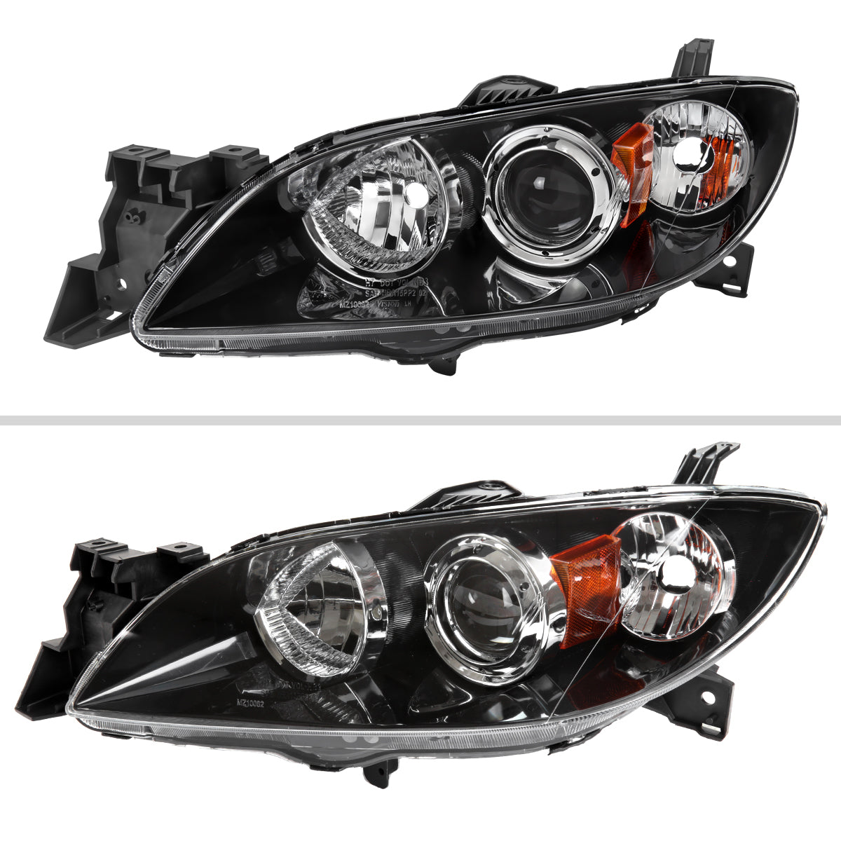 2005 Mazda 3 sedan Spec-D black aftermarket headlights