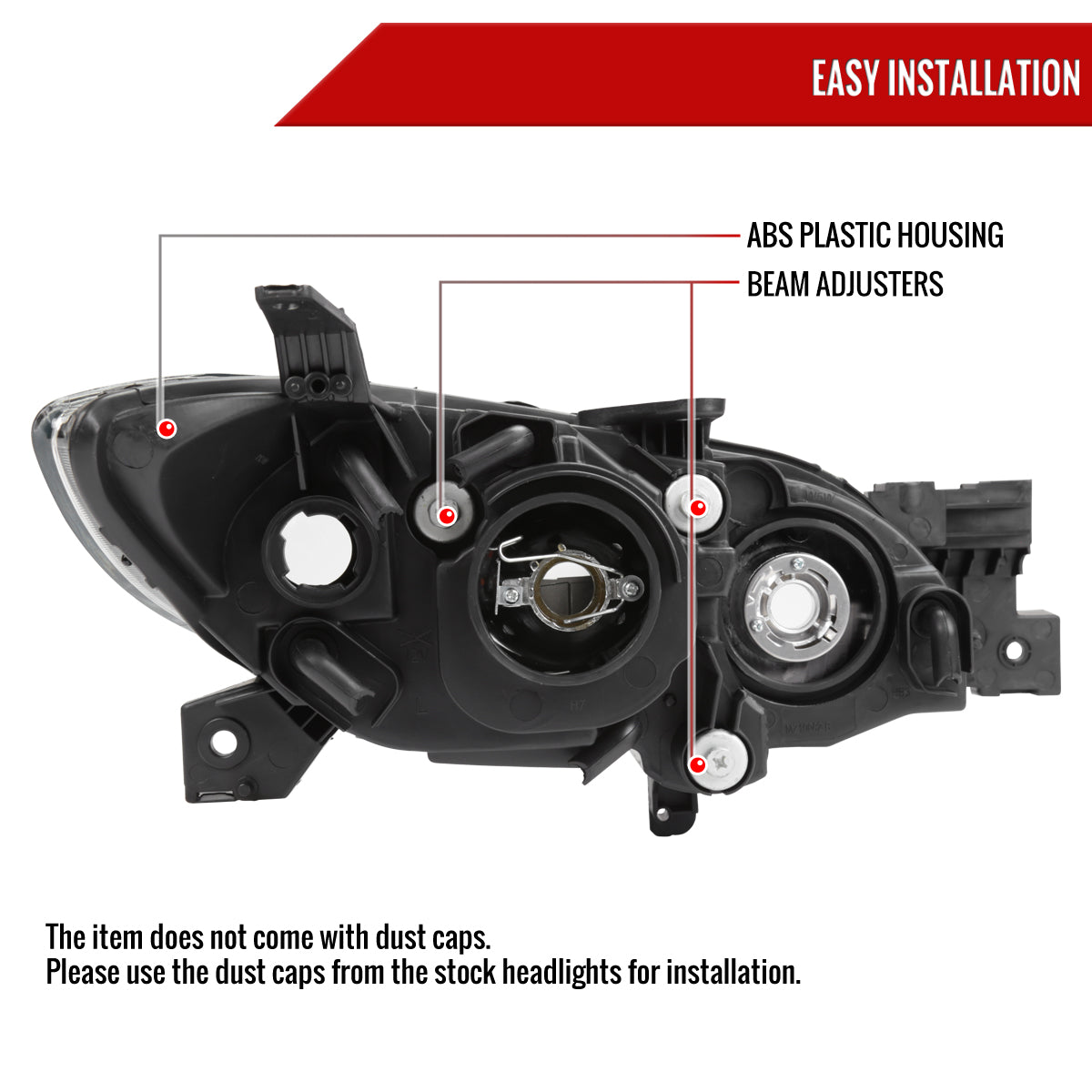 Spec-D 2004-2009 Mazda 3 4DR Projector Black Headlights MZ3044JM