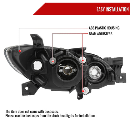 Spec-D 2004-2009 Mazda 3 4DR Projector Black Headlights MZ3044JM