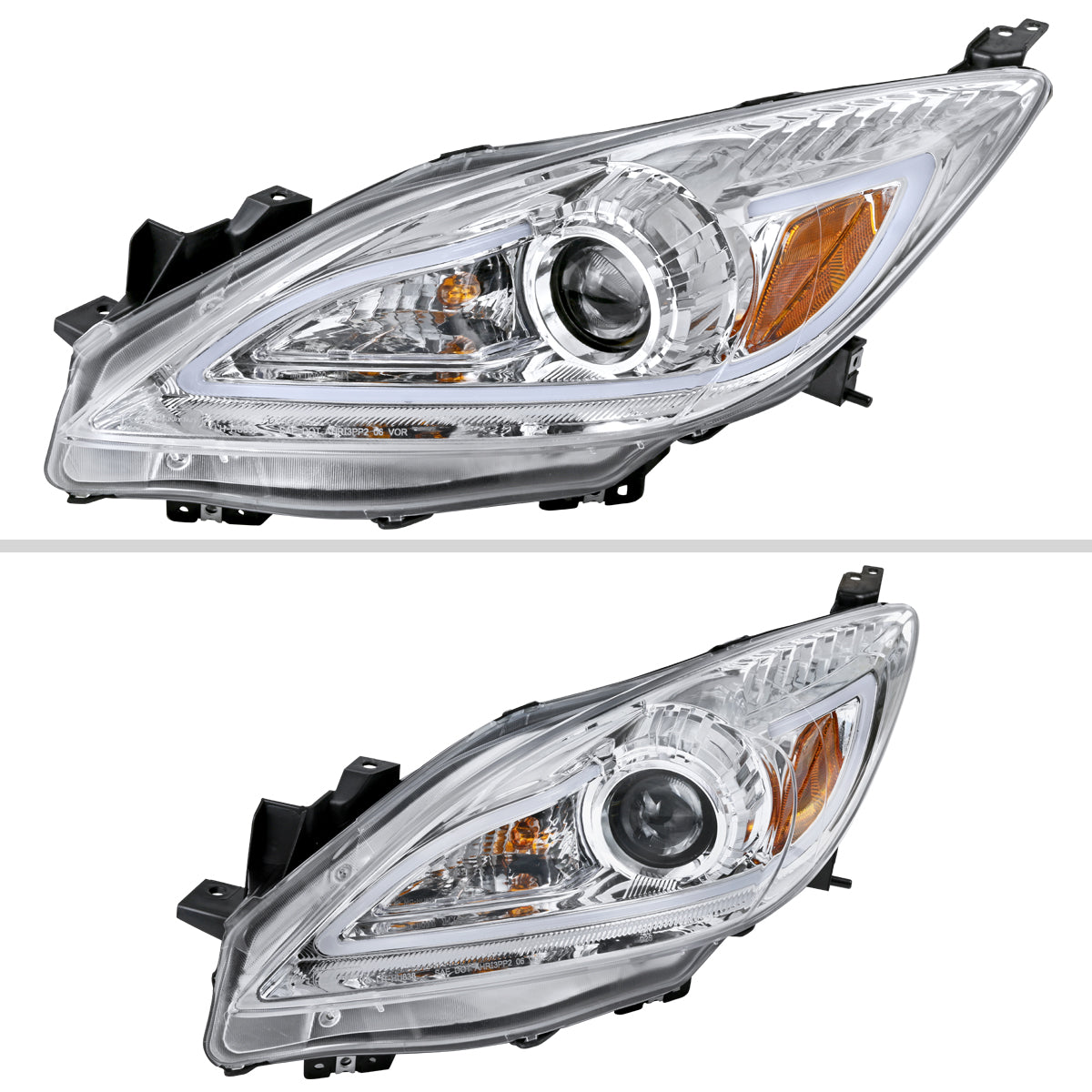 2011 Mazda LED Strip Spec-D chrome aftermarket headlights