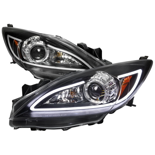 Spec-D 2010-2013 Mazda 3 Projector LED Strip Black Headlights MZ310JM