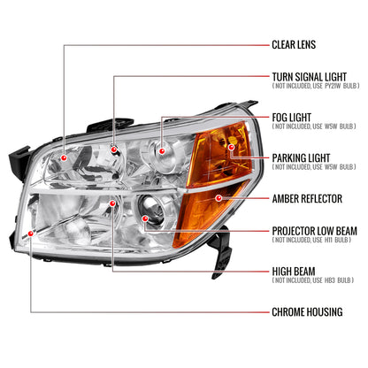 Spec-D Honda Pilot 08 chrome headlights