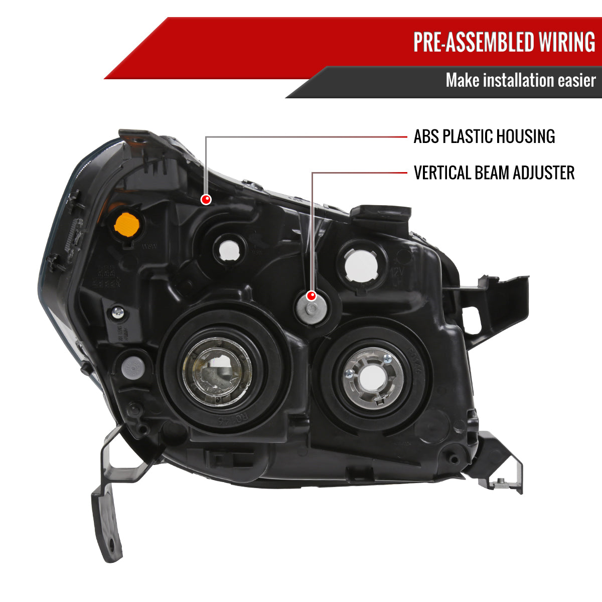 Spec-D 2006-2008 Honda Pilot Projector Black Headlights