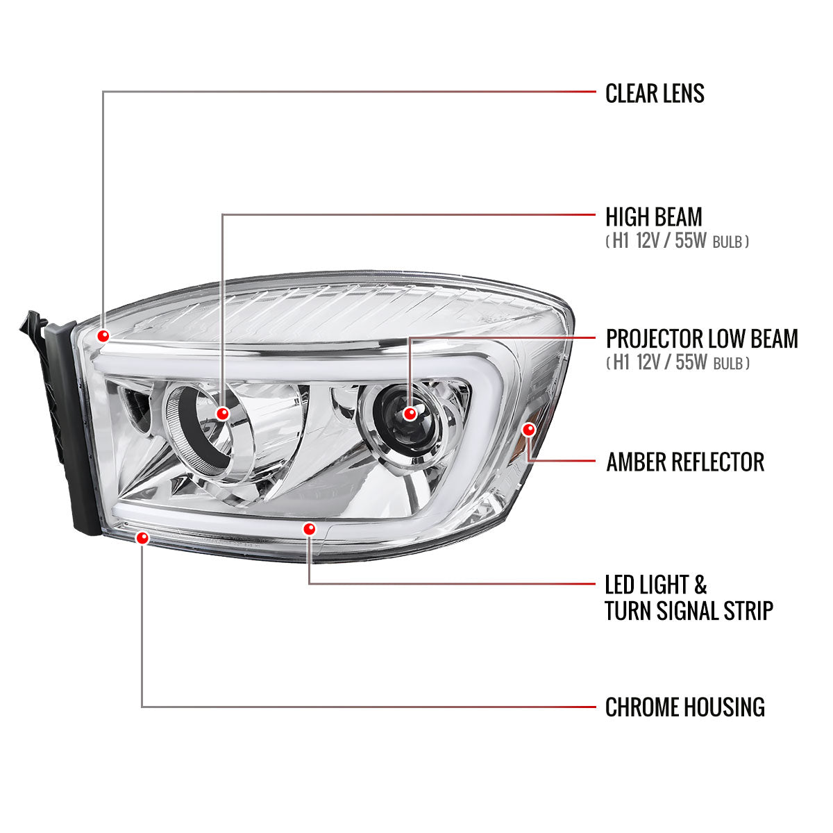 Spec-D Ram 08 chrome headlights