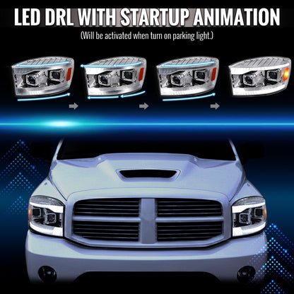 2006-2008 Ram 1500 Spec-D smoked projector headlights sequential LED turn