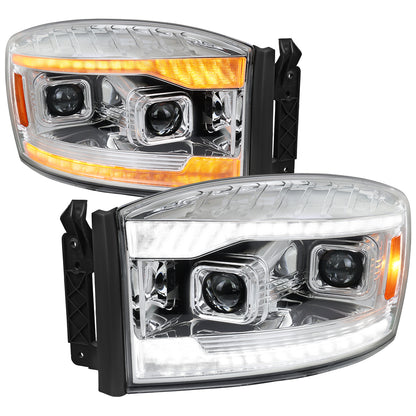 Spec-D 06-08 Dodge Ram 1500 06-09 Ram 2500 3500 Projector Led Headlight Chrome improve