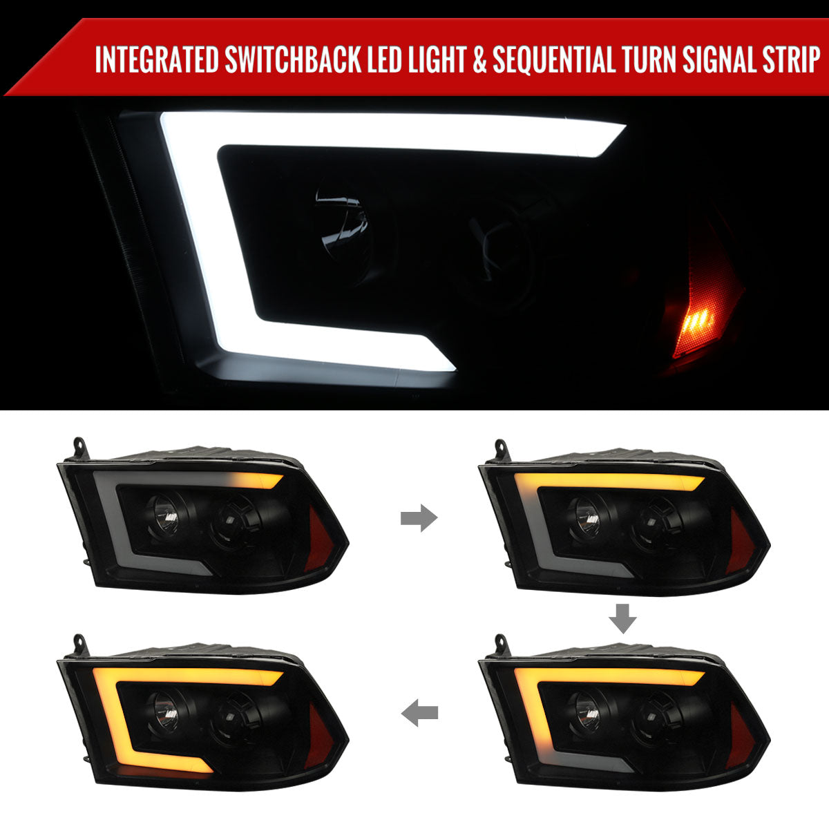 2011 Dodge RAM 1500 Classic Spec-D smoked aftermarket headlights