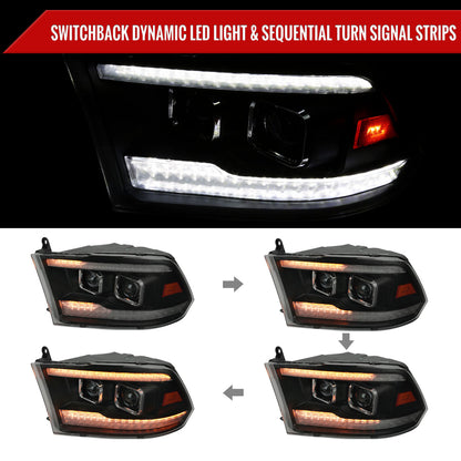 2011 Ram Classic Pro Spec-D black aftermarket headlights