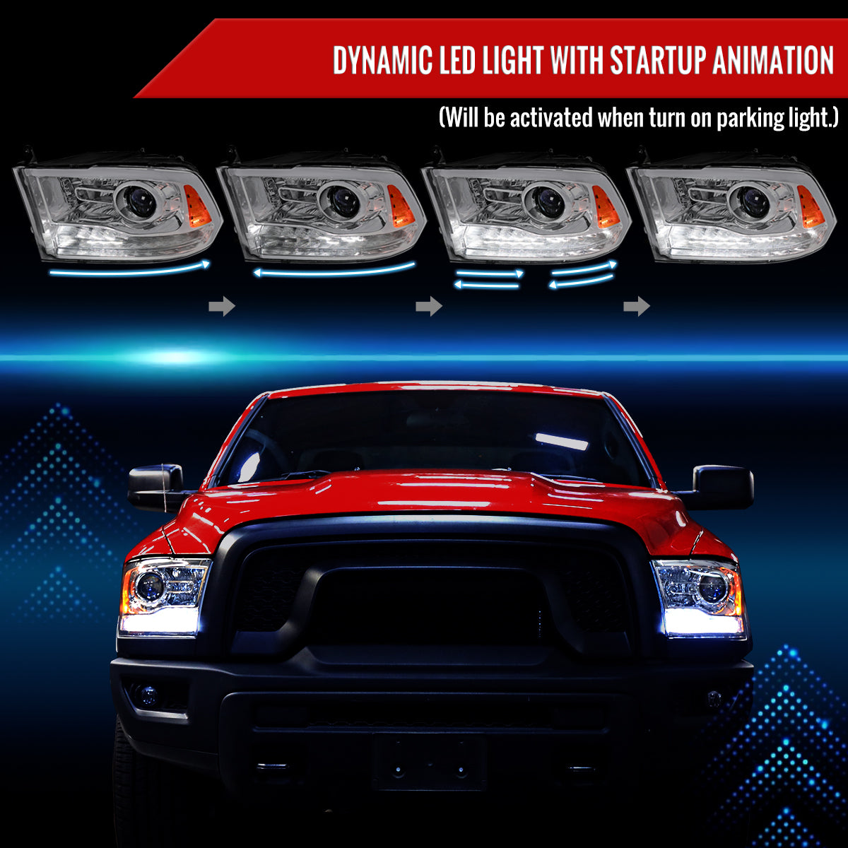 Spec-D 2015 3500 Ram chrome sequential headlights