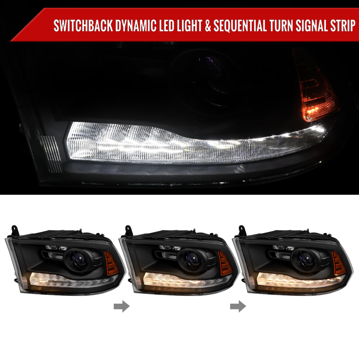 2014 RAM 2500 Spec-D black aftermarket headlights