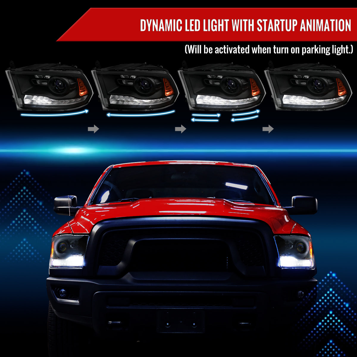 Spec-D 2015 RAM 2500 black sequential headlights