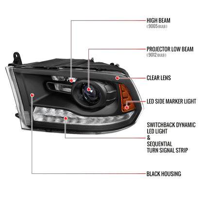 Spec-D RAM 2500 15 black headlights