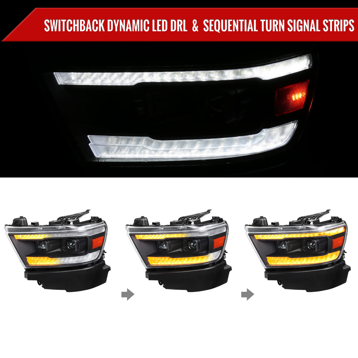 2020 Ram Spec-D black aftermarket headlights