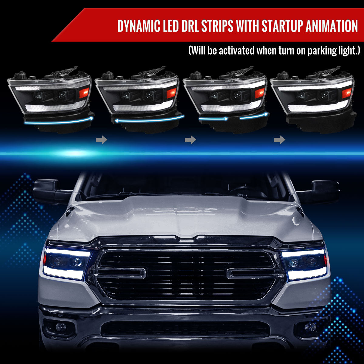 Spec-D 2021 Ram black sequential headlights