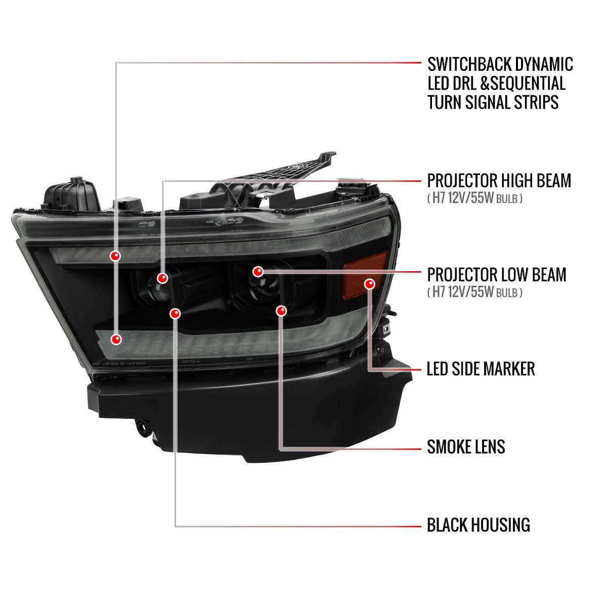 Spec-D Ram Blk 21 smoked headlights