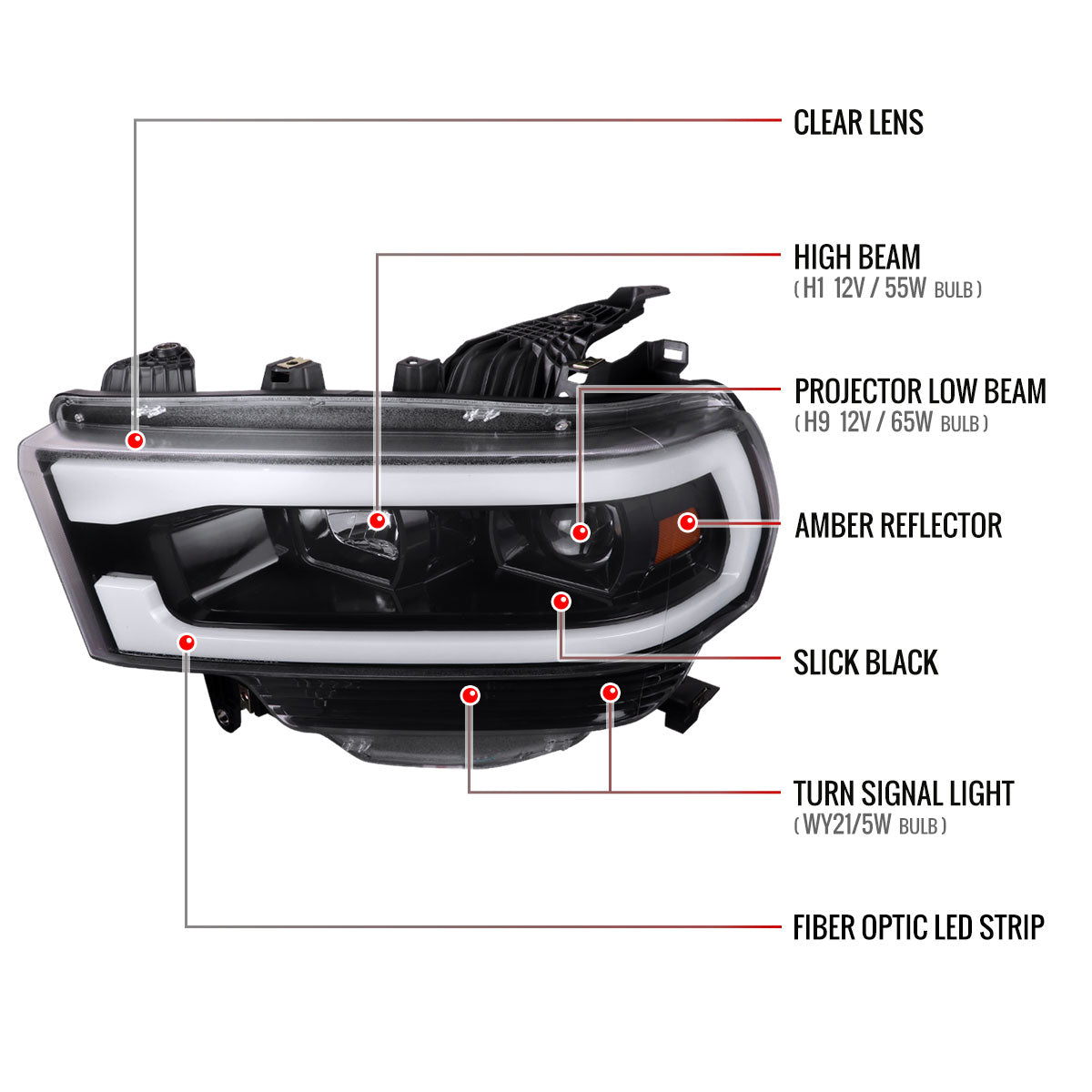 Spec-D Ram 21 black headlights