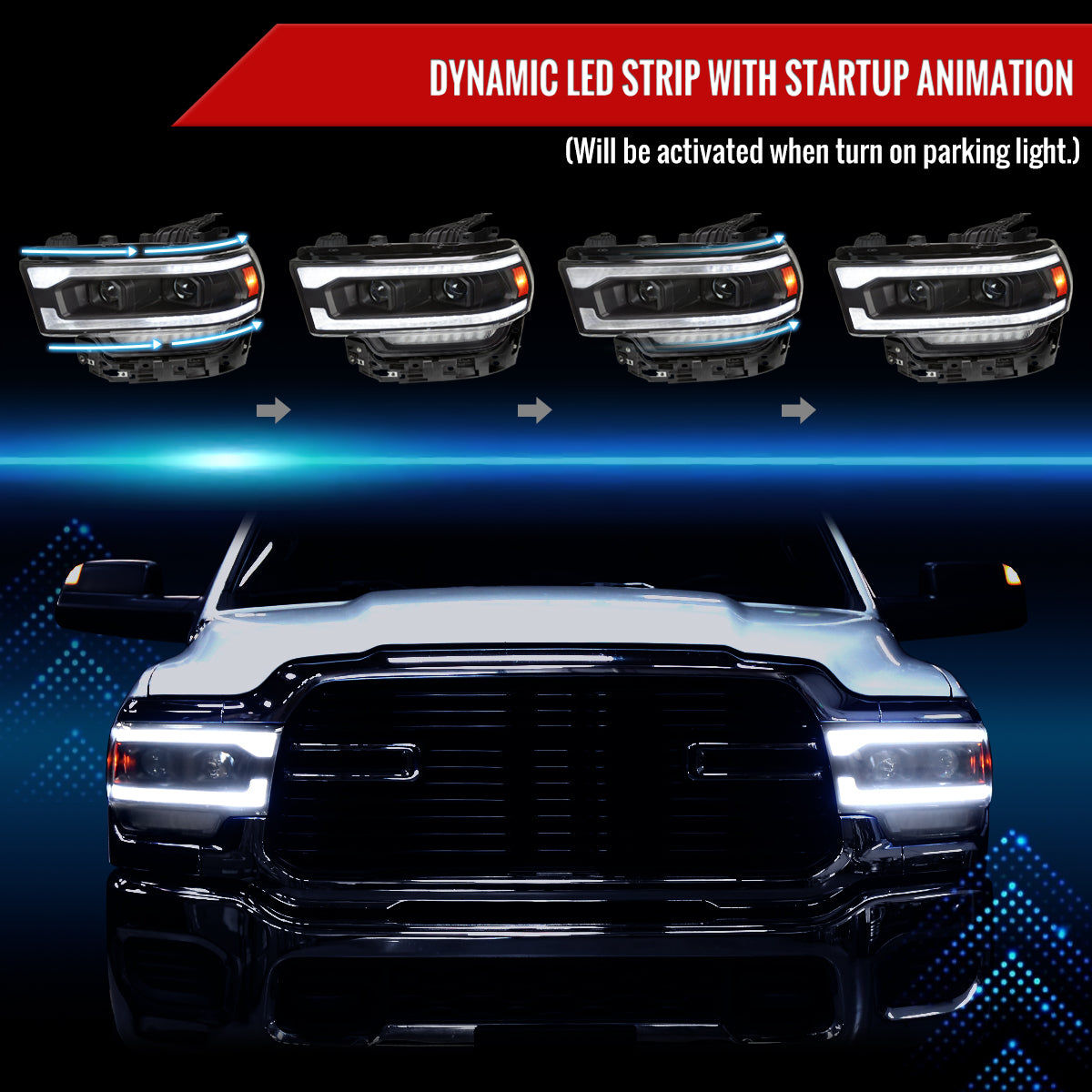 Spec-D 2021 Ram Black sequential headlights
