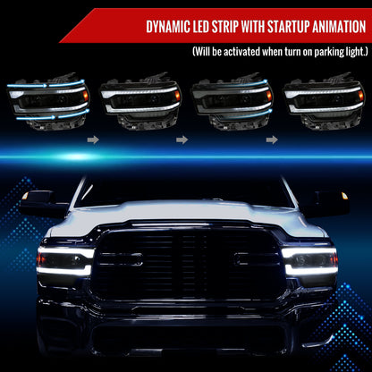 Spec-D 2021 Dodge Ram 2500 Pro Blk smoked sequential headlights