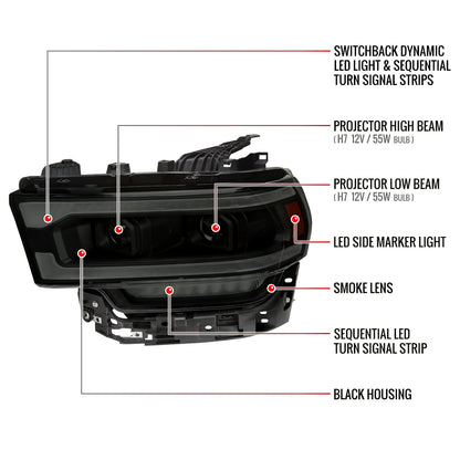 Spec-D Dodge Ram 2500 Pro Blk 21 smoked headlights