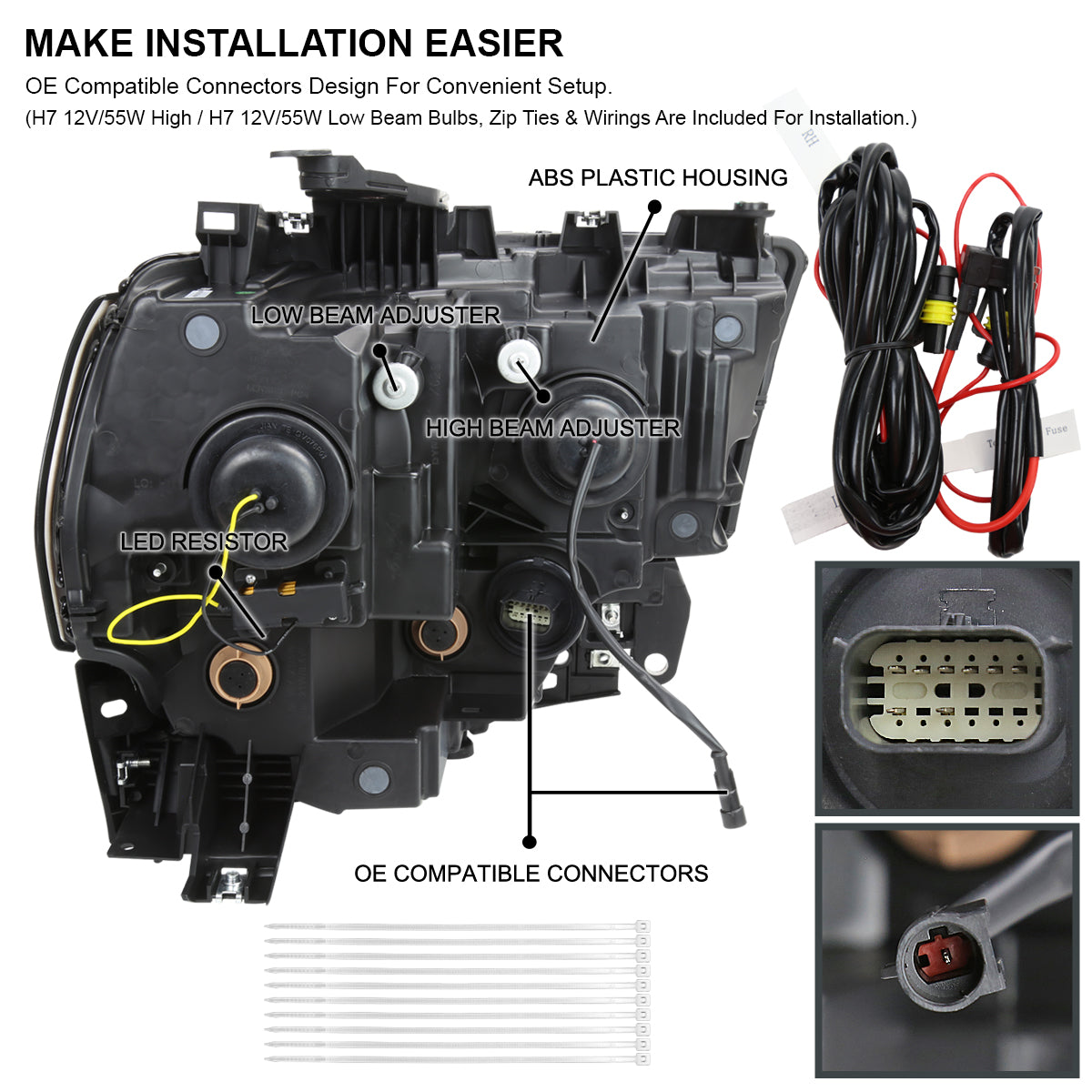 Spec-D Ram Pro White 21 headlights