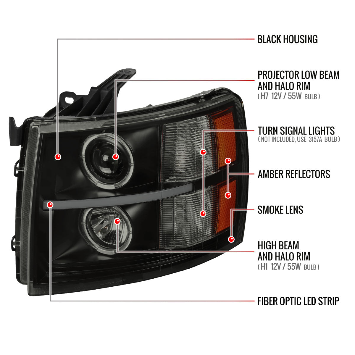 Spec-D Silverado Dual Blk 09 smoked headlights