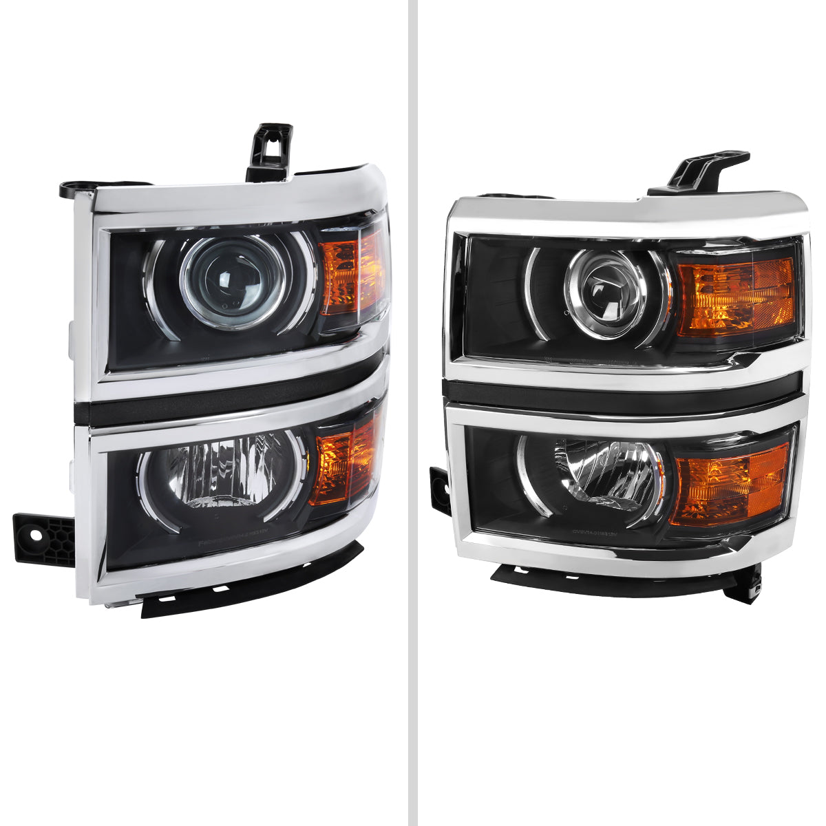 2015 SilveradoProjector Black Trim Spec-D chrome aftermarket headlights