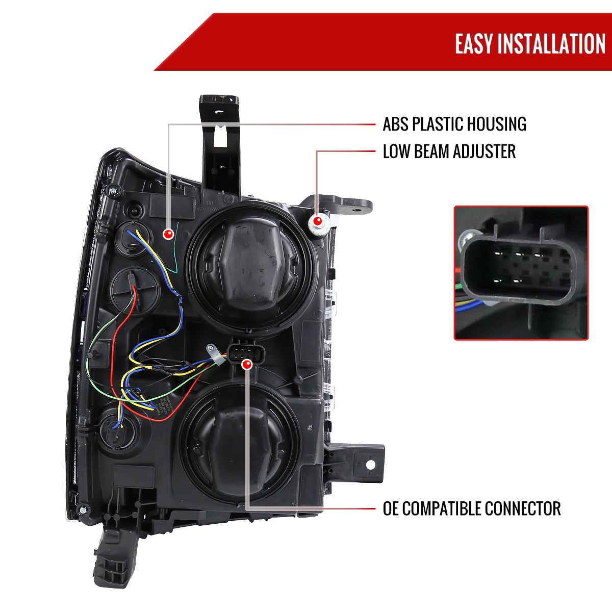 15 SilveradoProjector Black Trim Spec-D chrome headlights