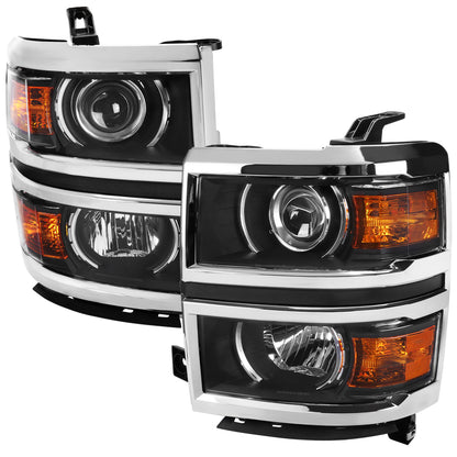 Spec-D 2014 SilveradoProjector Black Trim chrome headlights upgrade