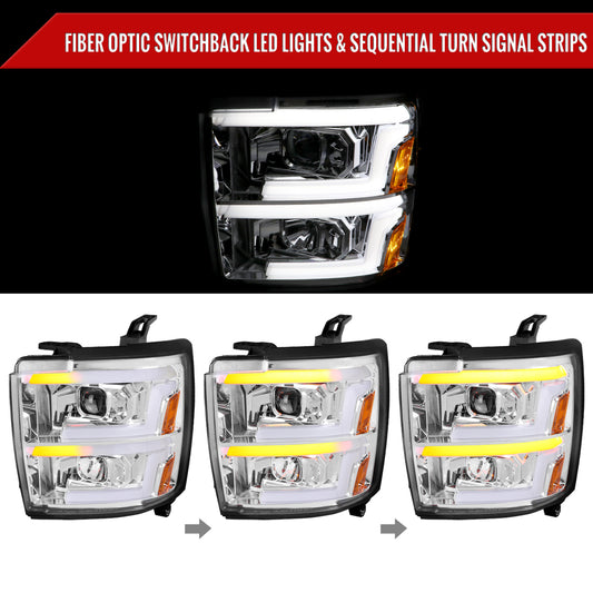 2016 Chevy Silverado 2500HD 3500HD Spec-D chrome aftermarket headlights