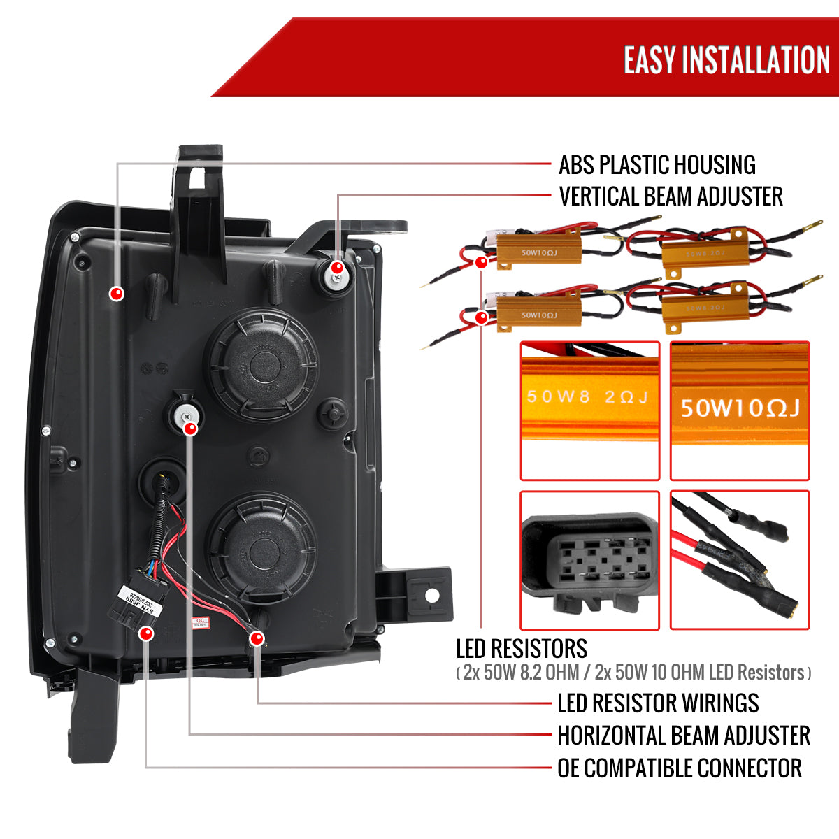 16 Chevy Silverado 2500HD 3500HD Spec-D black sequential SEQ Headlights