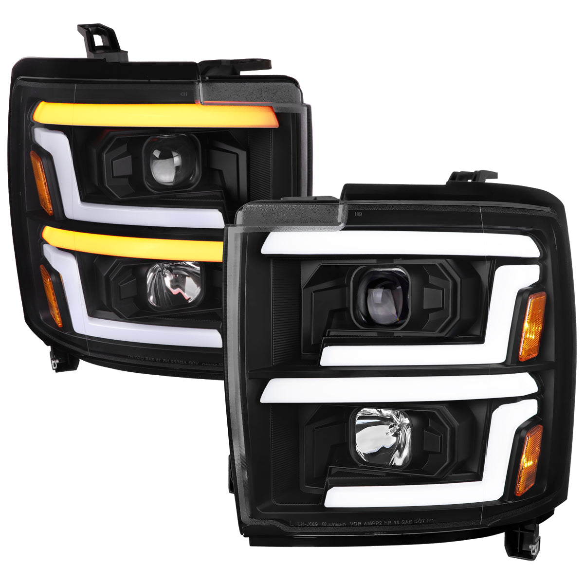 Spec-D 2015 Chevy Silverado 2500HD 3500HD black SEQ Headlights upgrade