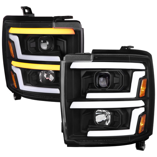 Spec-D 2015-2019 Chevrolet Silverado 2500HD/3500HD Switchback Sequential LED Turn Signal Projector Black Headlights